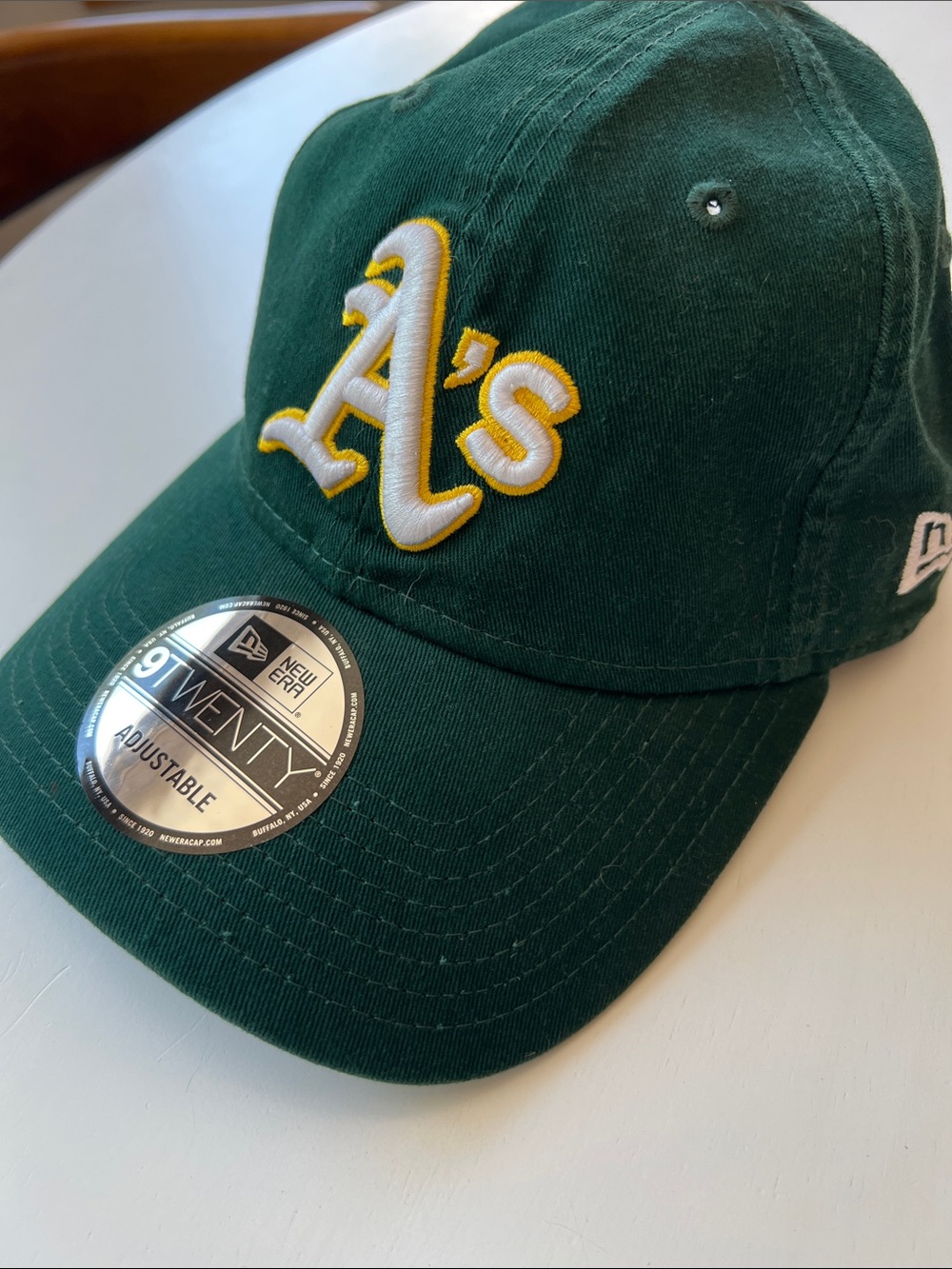 New Era Oakland A's Dark Green Cap with White & Yellow Logo Adjustable